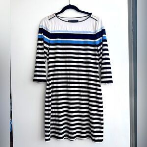 White House Black Market 3/4 Sleeve Striped Knee Length Dress Size Small